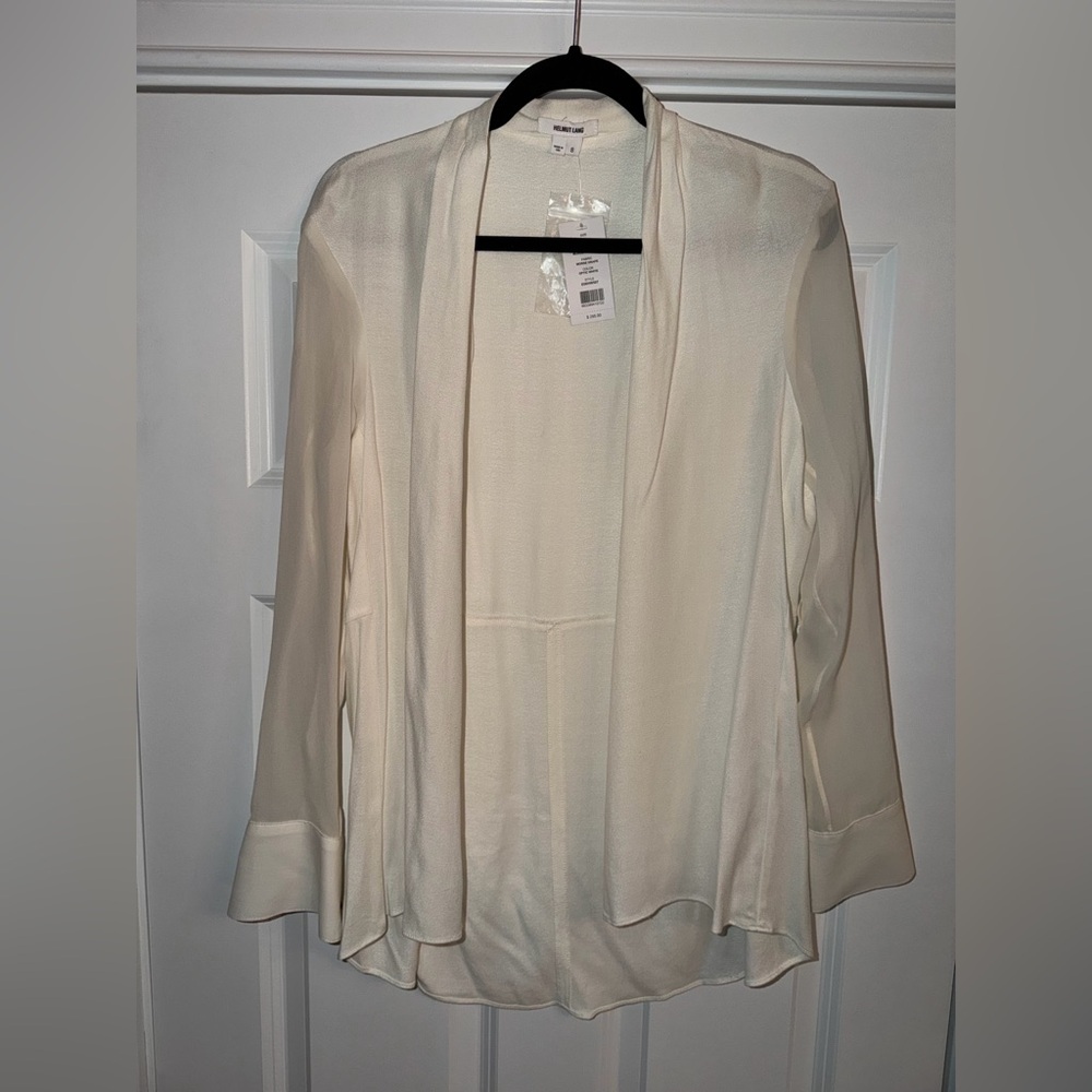 Women’s Helmut Lang Long Sleeve Morse Drape Shirt Size Small Optic White